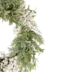 Outlet White Berry and Frosted Pine Christmas Wreath, 28-Inch, Unlit Unlit