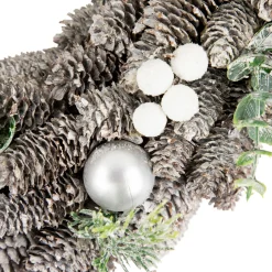 Best White Berry and Pinecone Foliage Christmas Ornament Wreath, 12.5-Inch, Unlit Unlit