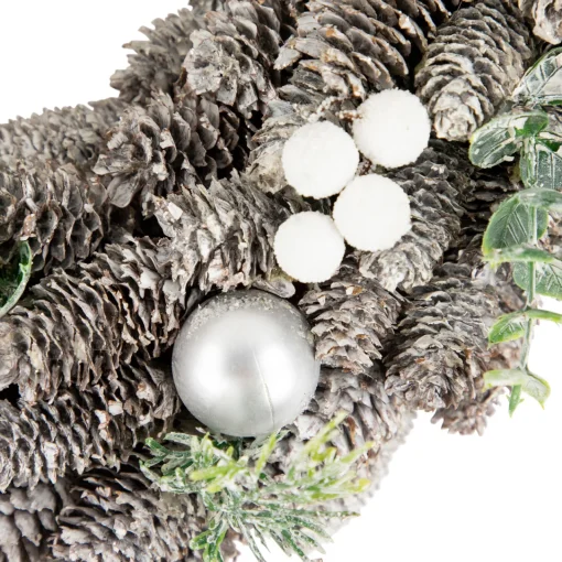 Best White Berry and Pinecone Foliage Christmas Ornament Wreath, 12.5-Inch, Unlit Unlit
