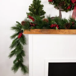 Hot White Valley Pine with Pine Cones Artificial Christmas Garland - 9' x 14
