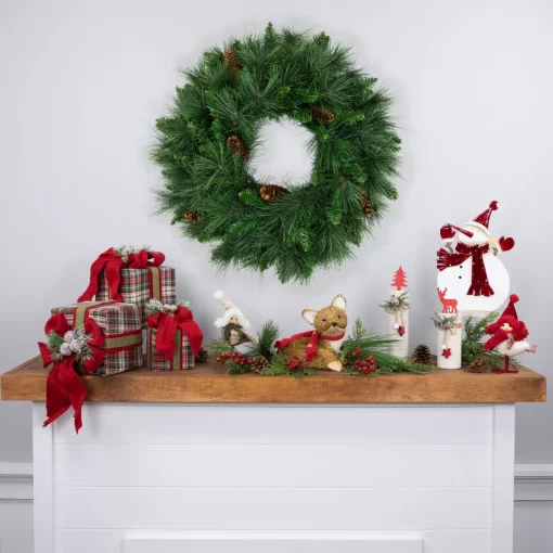 White Valley Pine with Pine Cones Artificial Christmas Wreath - 24" - Unlit Unlit