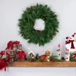 White Valley Pine with Pine Cones Artificial Christmas Wreath - 24