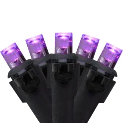 Best Wide Angle LED Christmas Lights - Purple - 16' Black Wire - 50ct Led