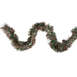 Best Wide Cut Shiny Tinsel Christmas Garland - 50' x 4" - Silver, Red and Green - Unlit Commercial