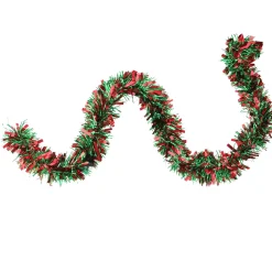 Clearance Wide Cut Tinsel Commercial Christmas Garland - 50' x 3" - Red and Green - Unlit Commercial