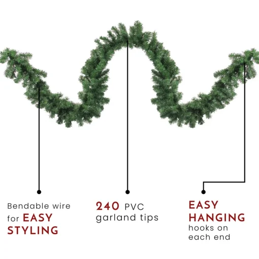 Best Windsor Pine Artificial Christmas Garland - 9' x 12" - Unlit Unlit