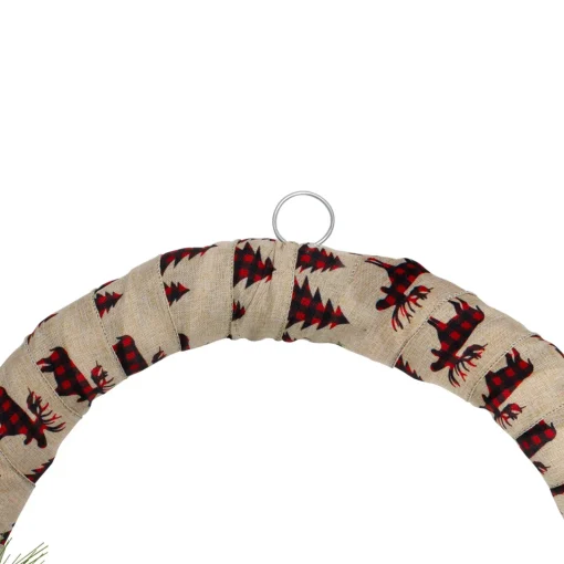 Clearance Winter Foliage and Berries Artificial Burlap Christmas Wreath - 24" - Unlit Pre Decorated