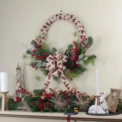 Clearance Winter Foliage and Berries Artificial Burlap Christmas Wreath - 24