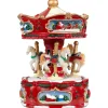 Best Winter Horses Animated Musical Christmas Carousel - 6.5" - Red and White Animated & Musical