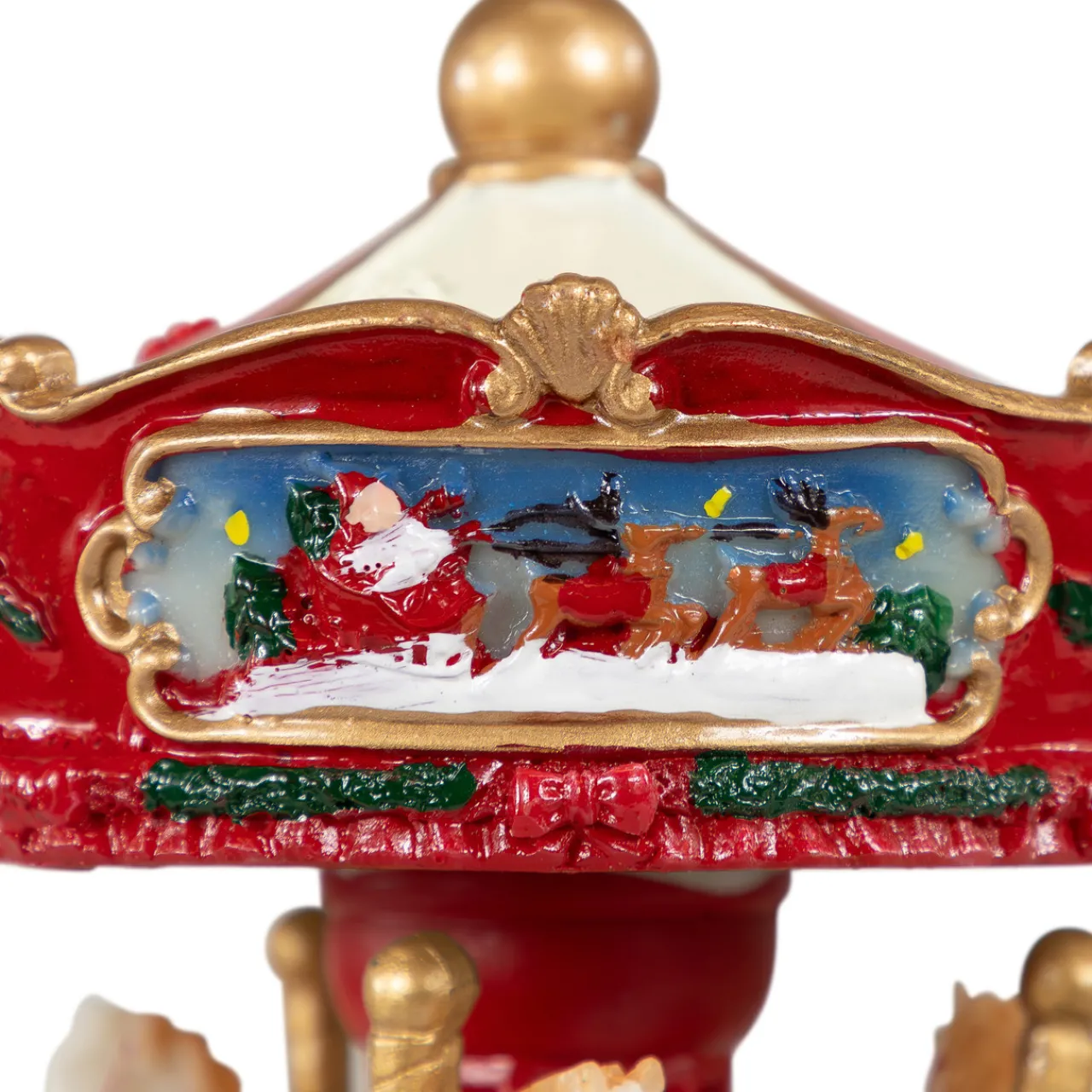 Best Winter Horses Animated Musical Christmas Carousel - 6.5" - Red and White Animated & Musical