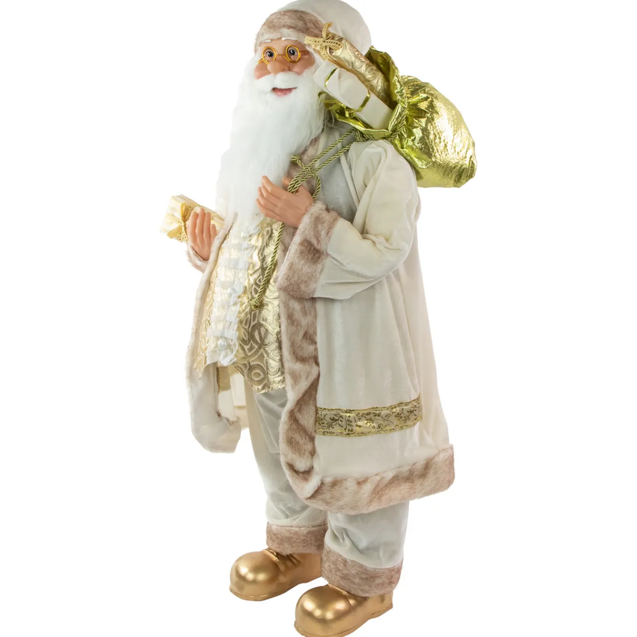 Best Winter Santa Claus with Gift Bag Christmas Figure - 36" - White and Cream Santa Claus