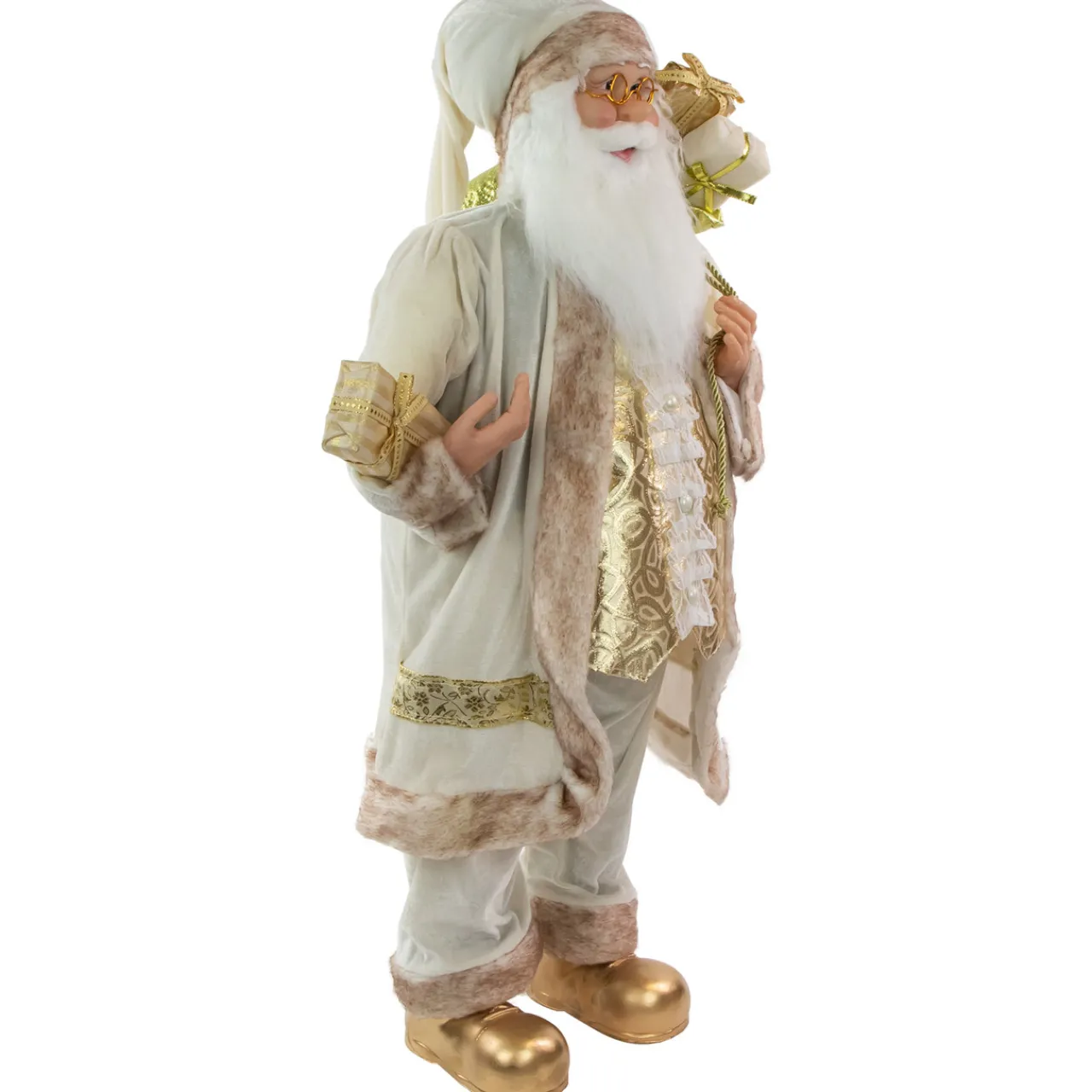 Best Winter Santa Claus with Gift Bag Christmas Figure - 36" - White and Cream Santa Claus