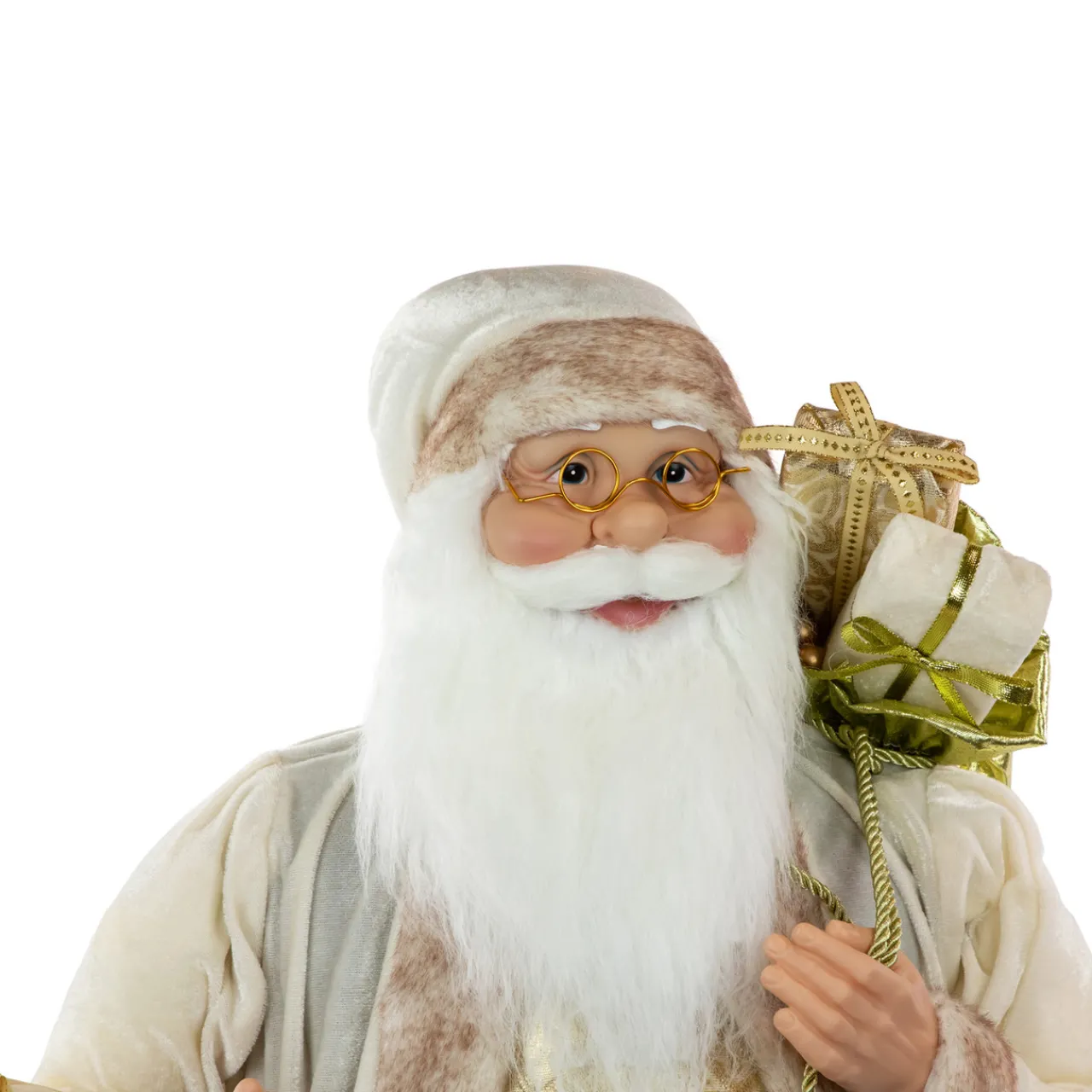 Best Winter Santa Claus with Gift Bag Christmas Figure - 36" - White and Cream Santa Claus
