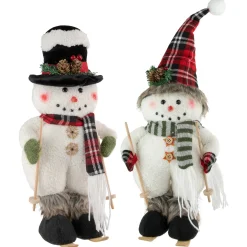 Online Winter Skiing Snowmen Christmas Figures - 15" - Set of 2 Snowmen