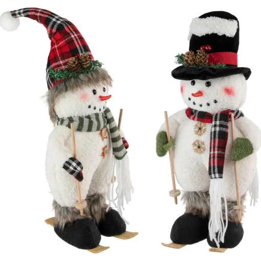 Online Winter Skiing Snowmen Christmas Figures - 15" - Set of 2 Snowmen