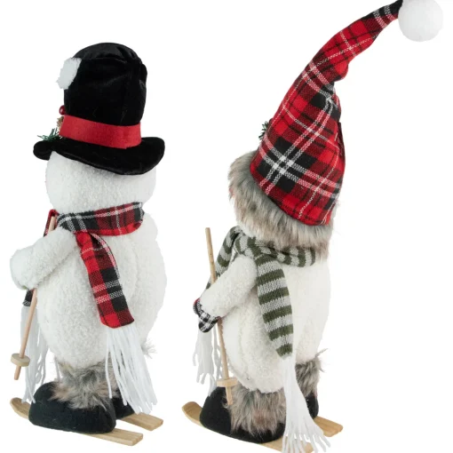 Online Winter Skiing Snowmen Christmas Figures - 15" - Set of 2 Snowmen