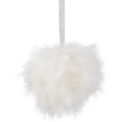 New Wispy Feather Christmas Ball Ornament - 6" - White Glass|Ball Ornaments