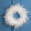 New Wispy Feather Christmas Wreath - 14.5" - Unlit - Winter White Pre Decorated
