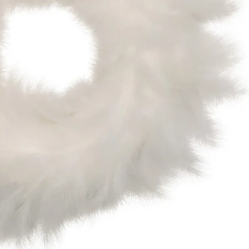 New Wispy Feather Christmas Wreath - 14.5" - Unlit - Winter White Pre Decorated