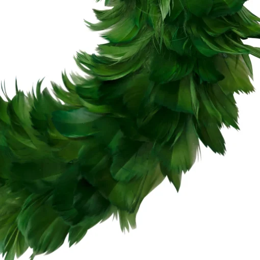 Hot Wispy Feather Christmas Wreath - 14.5" - Unlit - Green Pre Decorated
