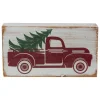 Outlet Wooden Block with Vintage Red Truck and Tree Christmas Decoration - 6" Wall