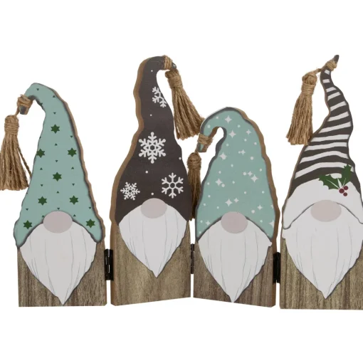 Clearance Wooden Gnomes Hinged Christmas Decoration - 10.75" Gnomes