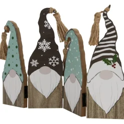 Clearance Wooden Gnomes Hinged Christmas Decoration - 10.75