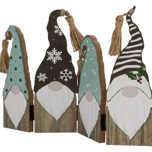 Clearance Wooden Gnomes Hinged Christmas Decoration - 10.75" Gnomes