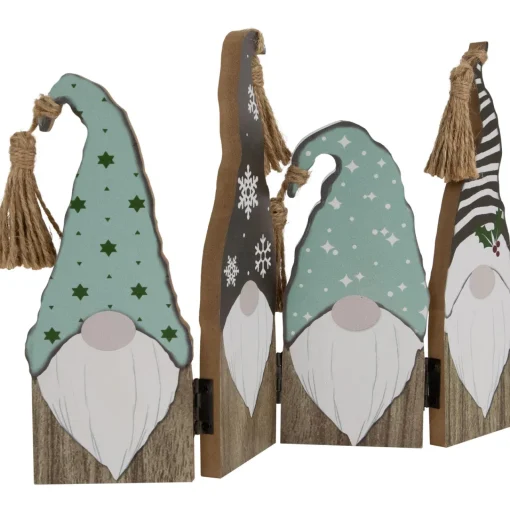 Clearance Wooden Gnomes Hinged Christmas Decoration - 10.75" Gnomes
