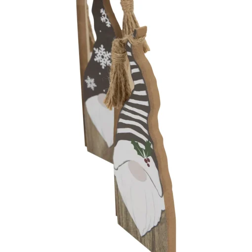 Clearance Wooden Gnomes Hinged Christmas Decoration - 10.75" Gnomes