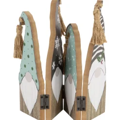 Clearance Wooden Gnomes Hinged Christmas Decoration - 10.75