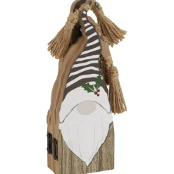 Clearance Wooden Gnomes Hinged Christmas Decoration - 10.75