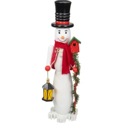 Wooden Snowman Christmas Nutcracker - 18" - White and Red Nutcrackers