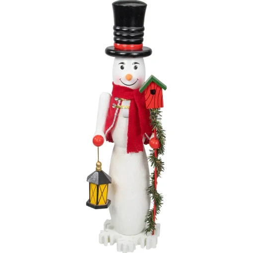 Wooden Snowman Christmas Nutcracker - 18" - White and Red Nutcrackers