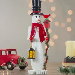 Wooden Snowman Christmas Nutcracker - 18" - White and Red Nutcrackers
