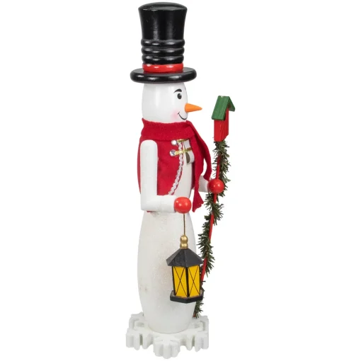 Wooden Snowman Christmas Nutcracker - 18" - White and Red Nutcrackers