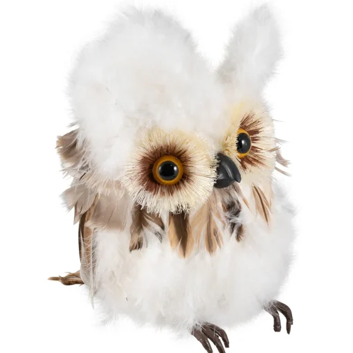Discount Woodland Feathery Owl Christmas Tabletop Figure - 7" Animals