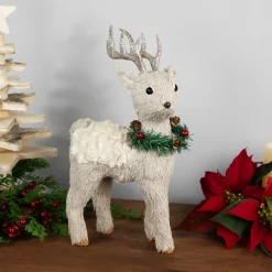 Sale Woodland Reindeer with Wreath Christmas Figure - 13.75" Animals