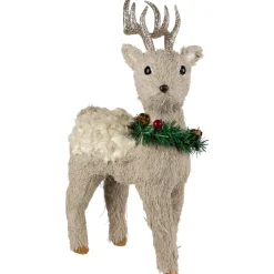 Sale Woodland Reindeer with Wreath Christmas Figure - 13.75" Animals