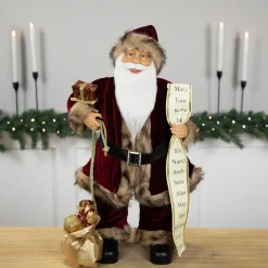 Clearance Woodland Standing Santa Claus Christmas Figure with Name List - 24" Santa Claus