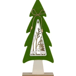 Outlet Woodland Tree with Reindeer Scene Wooden Christmas Decoration - 12" Trees
