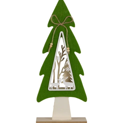 Outlet Woodland Tree with Reindeer Scene Wooden Christmas Decoration - 12" Trees