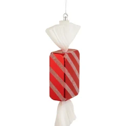 New Wrapped Candy with Striped Glitter Shatterproof Commercial Christmas Ornament - 18" Shatterproof Balls|Ball Ornaments