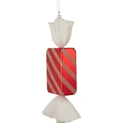New Wrapped Candy with Striped Glitter Shatterproof Commercial Christmas Ornament - 18
