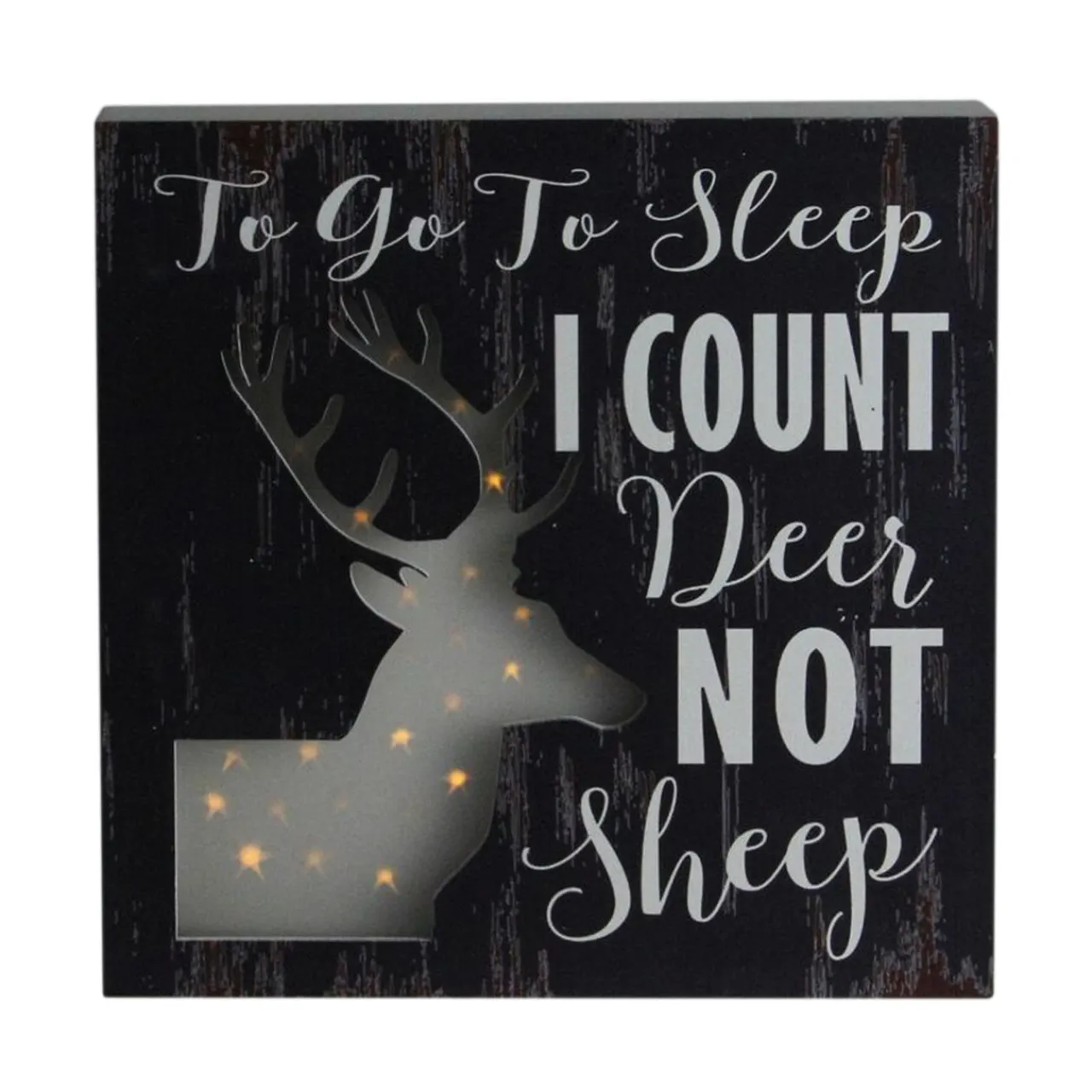 Best 8"x8" LED Lighted Fiber Optic Deer “To Go to Sleep I Count Deer Not Sheep” Wall Art Decoration Door