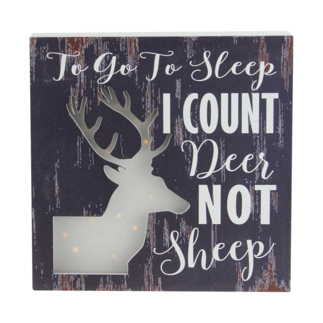 Best 8"x8" LED Lighted Fiber Optic Deer “To Go to Sleep I Count Deer Not Sheep” Wall Art Decoration Door
