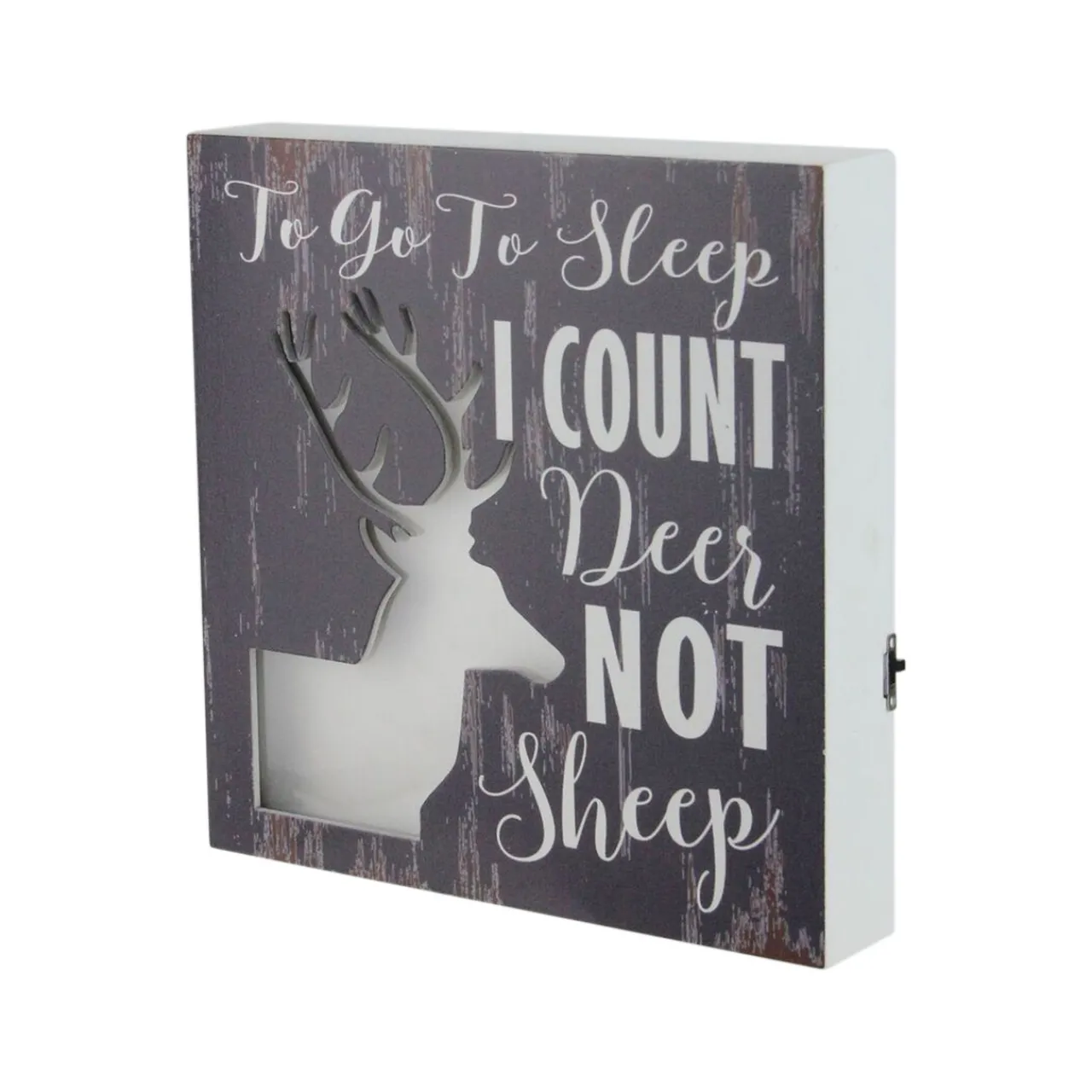 Best 8"x8" LED Lighted Fiber Optic Deer “To Go to Sleep I Count Deer Not Sheep” Wall Art Decoration Door