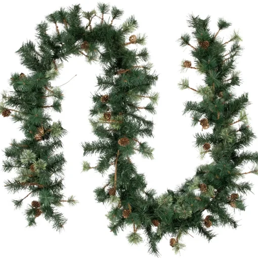 Yorkville Pine, Twig and Pinecone Artificial Christmas Garland - 9' x 12" - Unlit Unlit